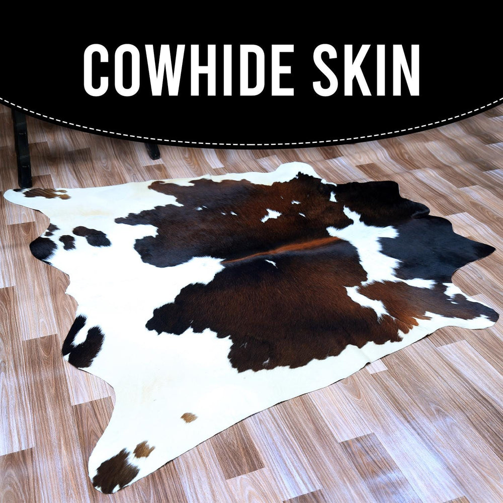 Luxurious Medium Cowhide Rug - Classic Brown and White Hair Rug for Bedroom/Living Room with Hypoallergenic Properties and Handcrafted - Celestial Leather Limited