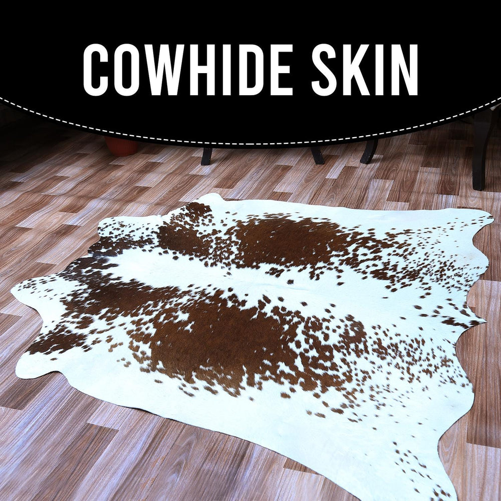 Handcrafted Luxury Medium Cowhide Rug | Classic Brown & White | Hypoallergenic, Non-Slip Backing | Unique Natural Beauty | Durable - Celestial Leather Limited