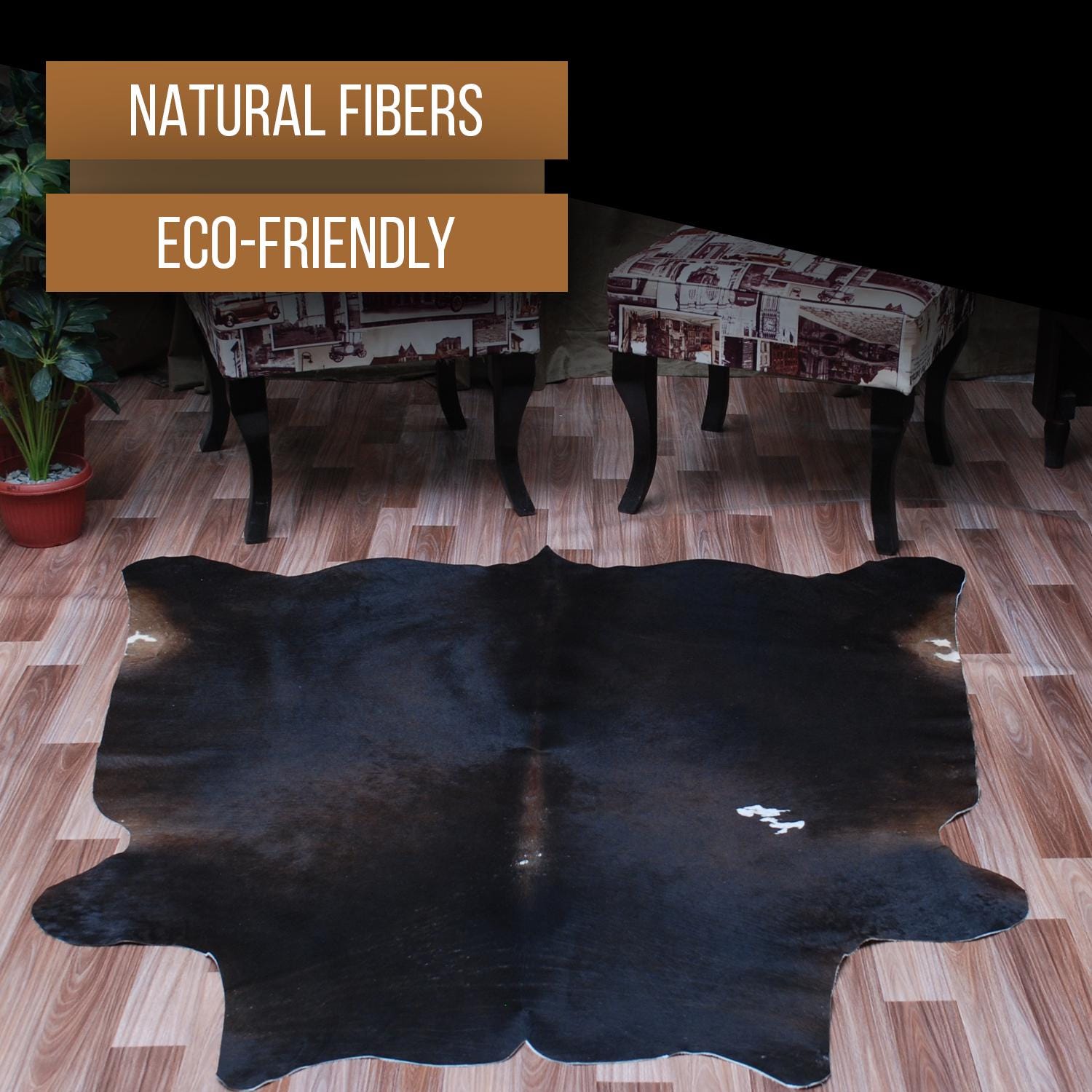 Luxurious Medium Brown & White Cowhide Rug - Handcrafted, Hypoallergenic, Non-Slip Backing, Durable - Unique Animal Pattern Rug for Living