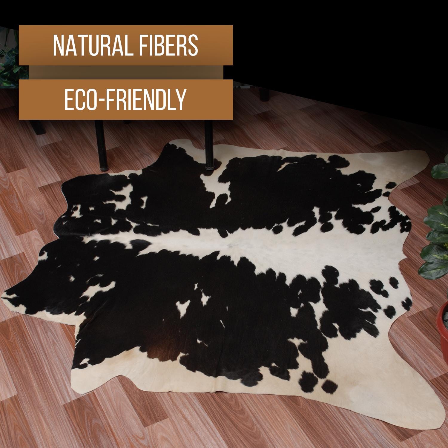 Luxurious Medium Black and White Cowhide Rug - Hypoallergenic, Handcrafted, and Durable for Modern Home Decor - Celestial Leather Limited