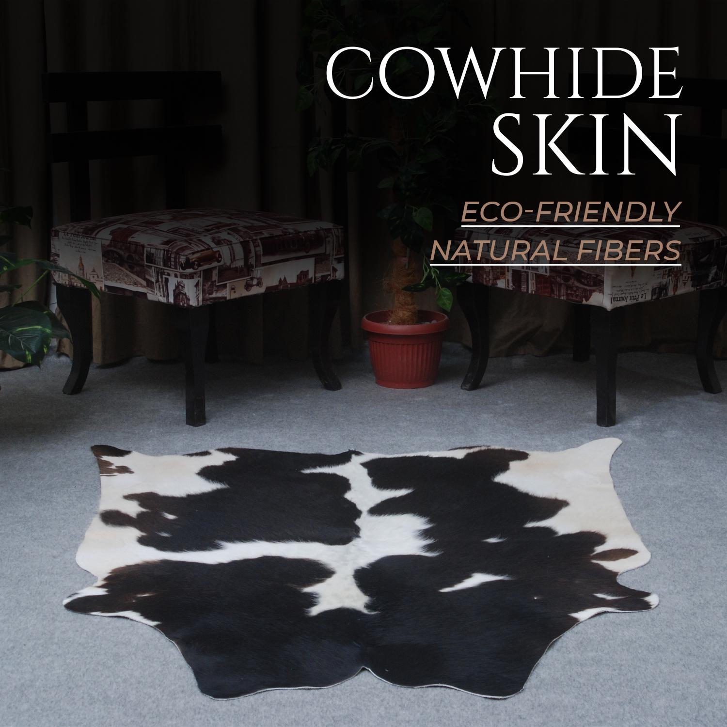 Luxurious Dark Brown & White Cowhide Rug - Hypoallergenic, Handcrafted, Unique Beauty - Durable Medium Cow Skin Rug for Modern Home Decor - Celestial Leather Limited