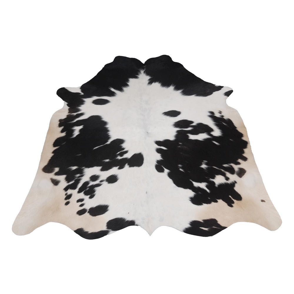 Luxurious Dark Brown & White Cowhide Rug - Medium Size for Modern Home Decor - Celestial Leather Limited