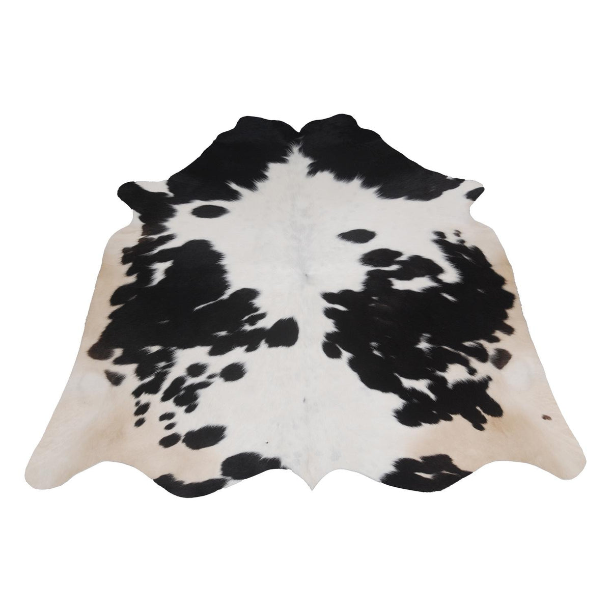 Luxurious Dark Brown & White Cowhide Rug - Medium Size for Modern Home Decor - Celestial Leather Limited