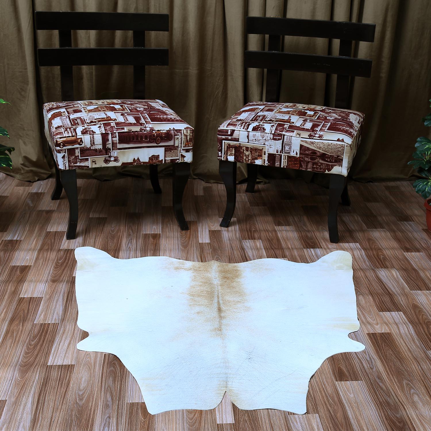 Luxurious Medium Brown and White Cowhide Rug - Hypoallergenic, Non-Slip Backing, Handcrafted, Unique Markings - Perfect for Bedroom/Living - Celestial Leather Limited