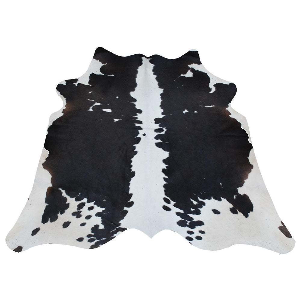 Luxurious Natural Dark Brown & White Cowhide Rug Small Area Animal Print Non Slippery Suede Back Non Shedding Hypoallergenic - Celestial Leather Limited