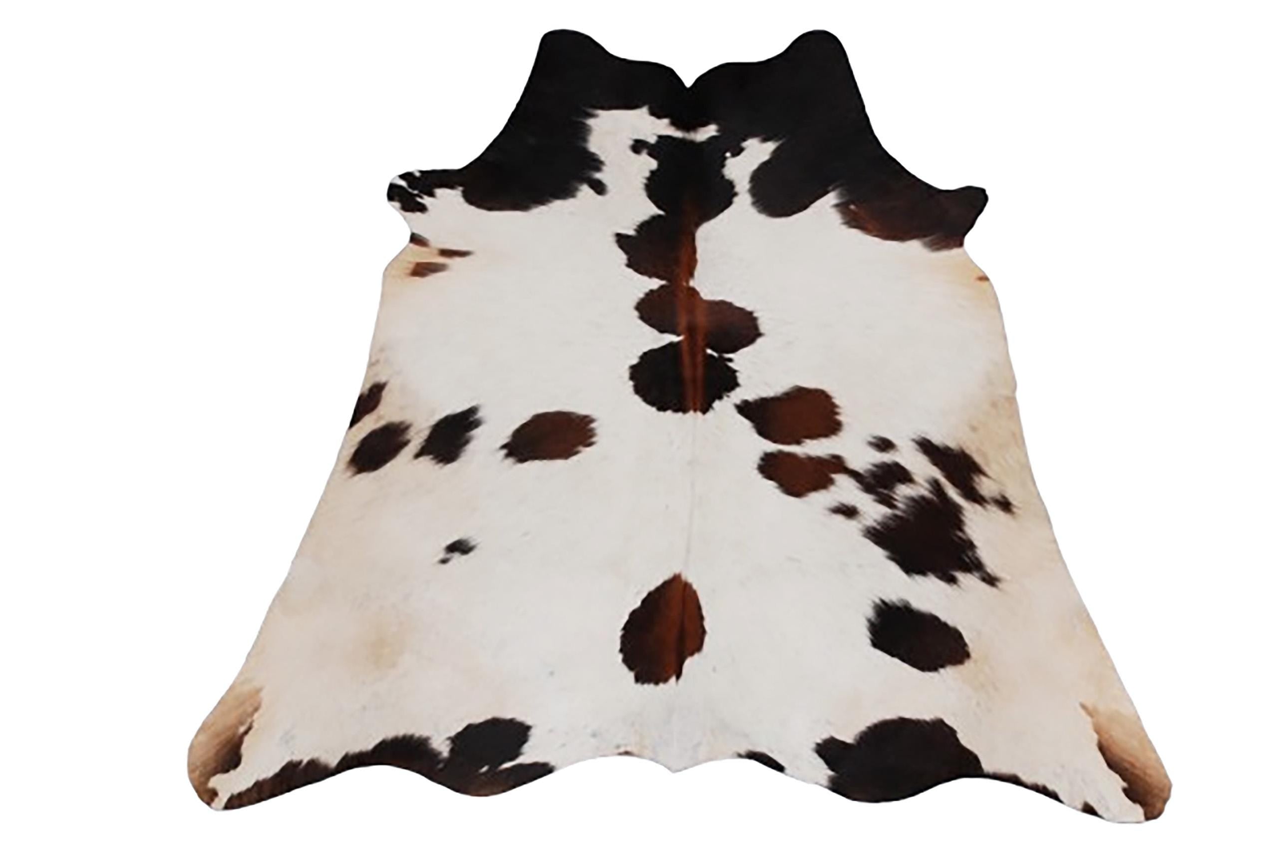 Luxurious Small Brown and White Cowhide Rug - Handcrafted, Soft Hair, Hypoallergenic, Non-Shedding, Non-Slippery Suede Back - Free Shipping! - Celestial Leather Limited