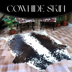 Luxurious Brown & White Cowhide Rug - Hypoallergenic, Non-Slip, Non-Shedding - Perfect for Bedroom - Living Room - Free UK Shipping - Celestial Leather Limited