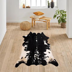 Black & White Large Cowhide Rug - Hypoallergenic, Non Slip Suede Back, Hand Selected Premium Hide, Luxurious - Practical Rug for Bedroom or