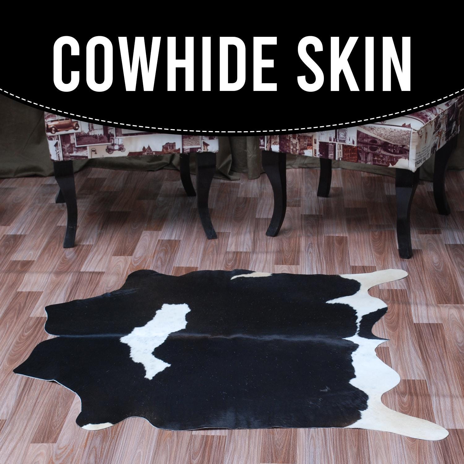 Luxuriously Handcrafted Natural Cowhide Area Rug - Hypoallergenic, Non-Slip Backing, Unique Markings, Durable and Versatile - Celestial Leather Limited