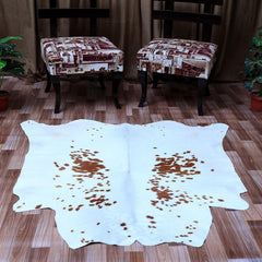 Luxurious Brown & White Cowhide Rug for Bedroom - Living Room - Hypoallergenic, Non-Slip, Non-Shedding, Top Quality, Free Shipping - Celestial Leather Limited