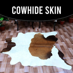 Luxury Brown & White Cowhide Rug - Hypoallergenic - Non-Slip - Free Shipping in UK - Natural - Durable - Adds Elegance to Bedroom - Living - Celestial Leather Limited