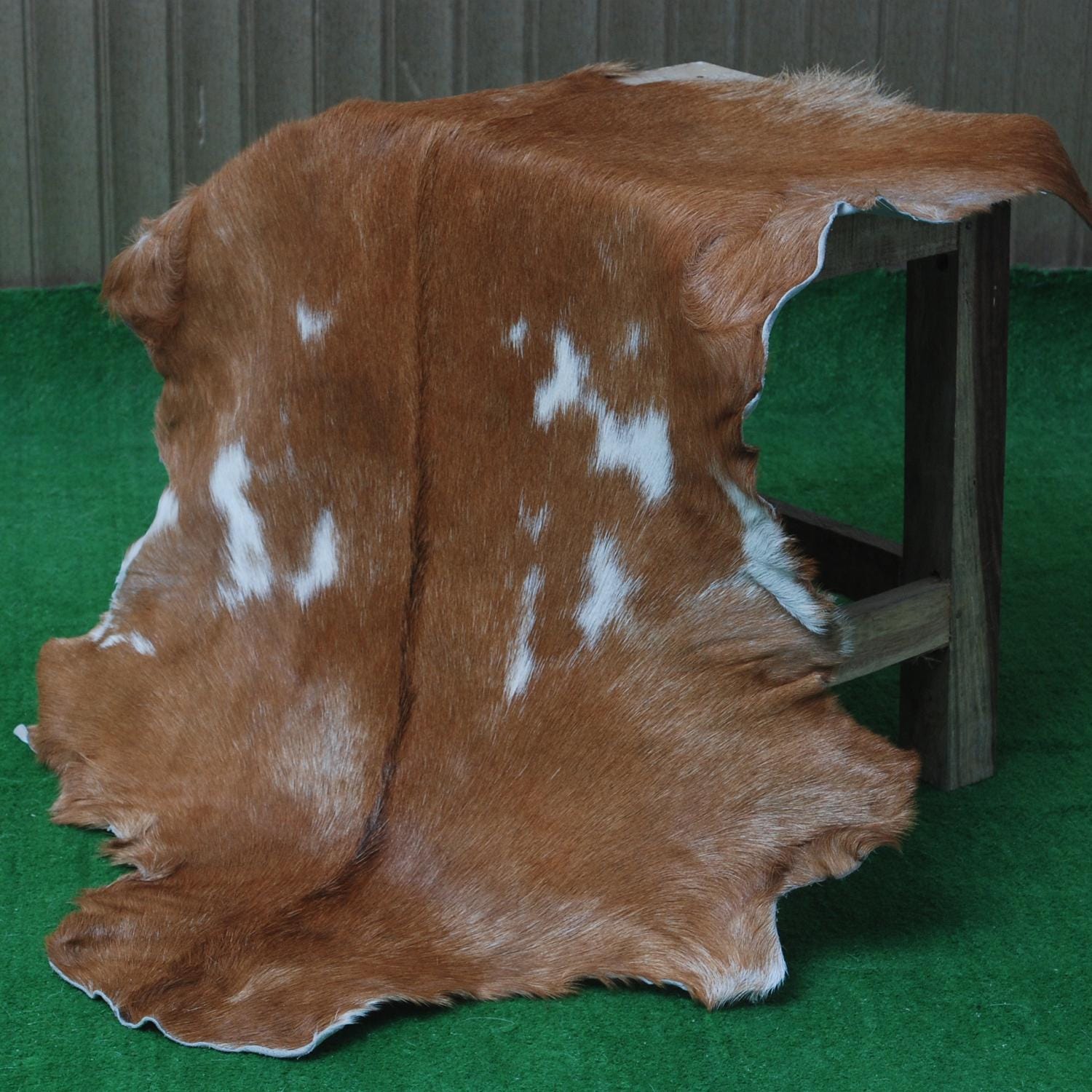 Luxurious Brown and Black Genuine Goat Hide Rug - Premium Hair-On Goat Skin Rug - Celestial Leather Limited