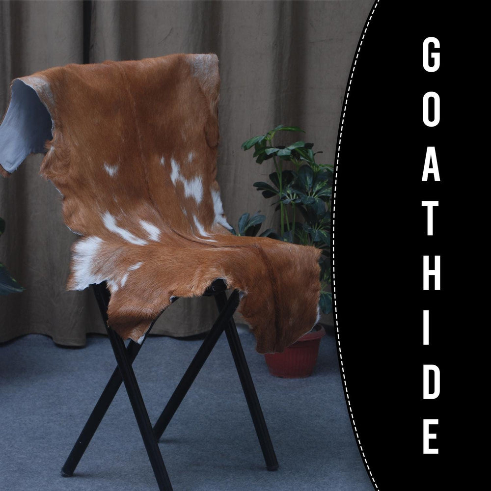 Luxurious Brown and Black Genuine Goat Hide Rug - Premium Hair-On Goat Skin Rug - Celestial Leather Limited