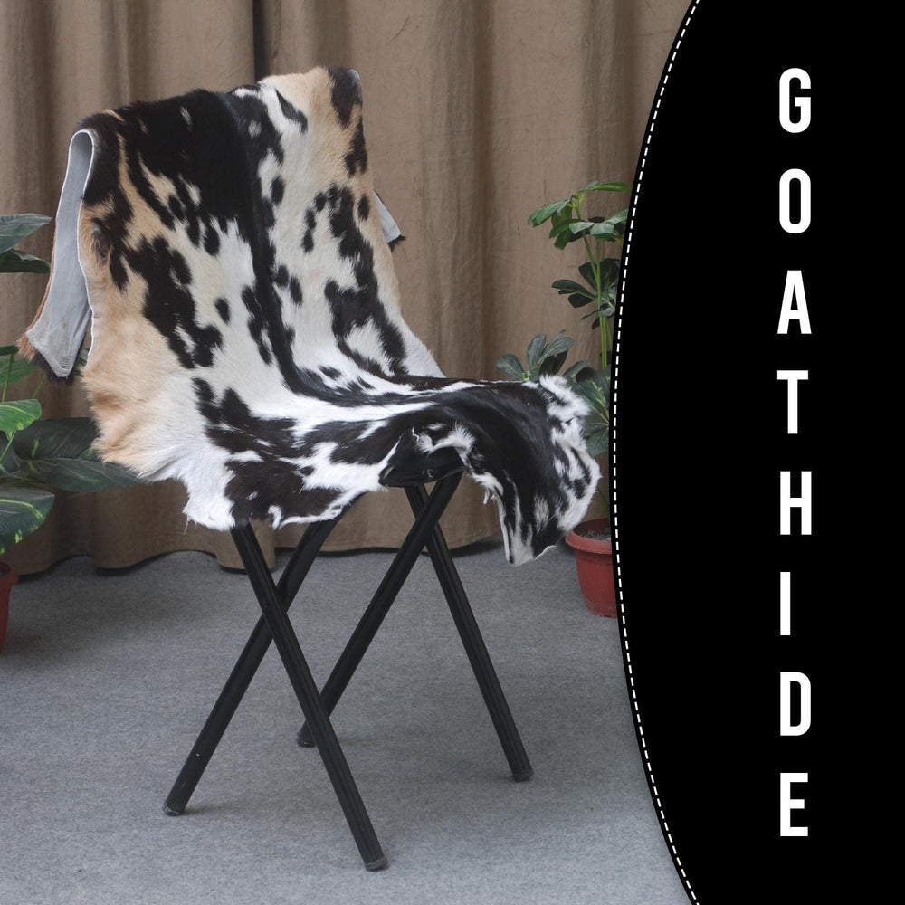 Luxurious Black White Handmade Goat Skin Rug - Unique Natural Beauty for Your Home - Celestial Leather Limited