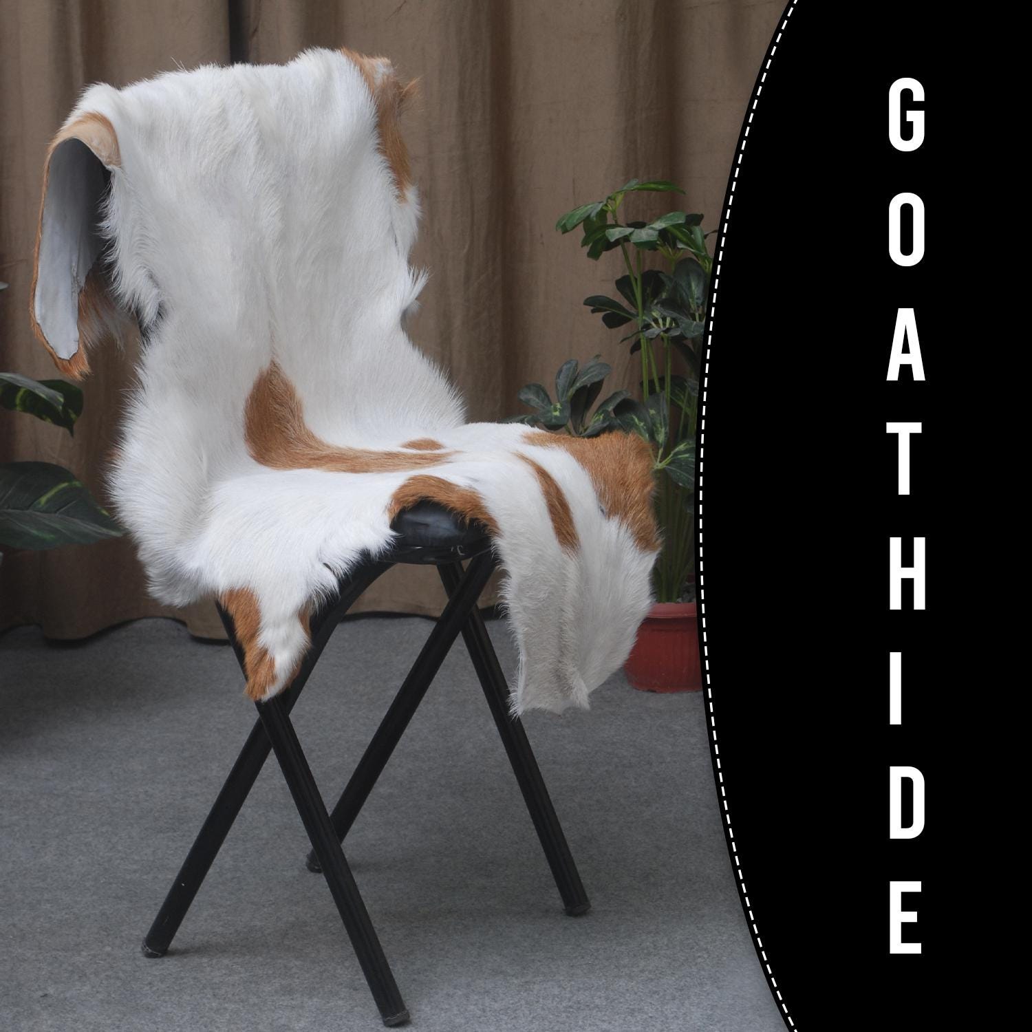 Luxurious Handpicked Brown & White Goat Skin Rug - Hypoallergenic - Non-Shedding - Sustainable - Eco-Friendly - Premium Hair-On Goatskin Rug - Celestial Leather Limited