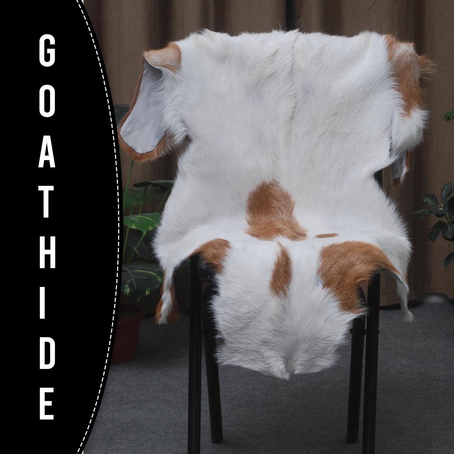 Luxurious Handpicked Brown & White Goat Skin Rug - Hypoallergenic - Non-Shedding - Sustainable - Eco-Friendly - Premium Hair-On Goatskin Rug - Celestial Leather Limited