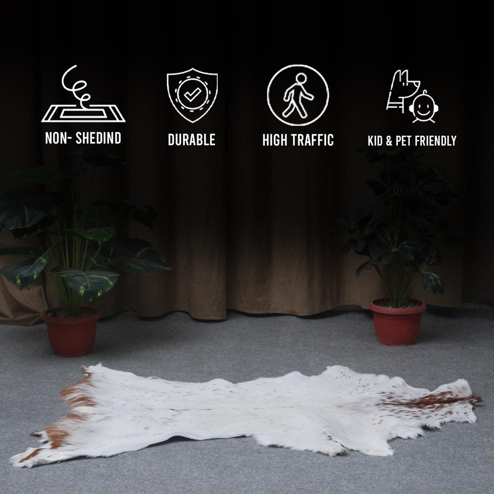 Luxurious Brown & White Goat Skin Rug | Handmade 100% Pure Goat Skin | Soft, Pet-Friendly, Non-Shedding | Eco-Friendly & Sustainable - Celestial Leather Limited