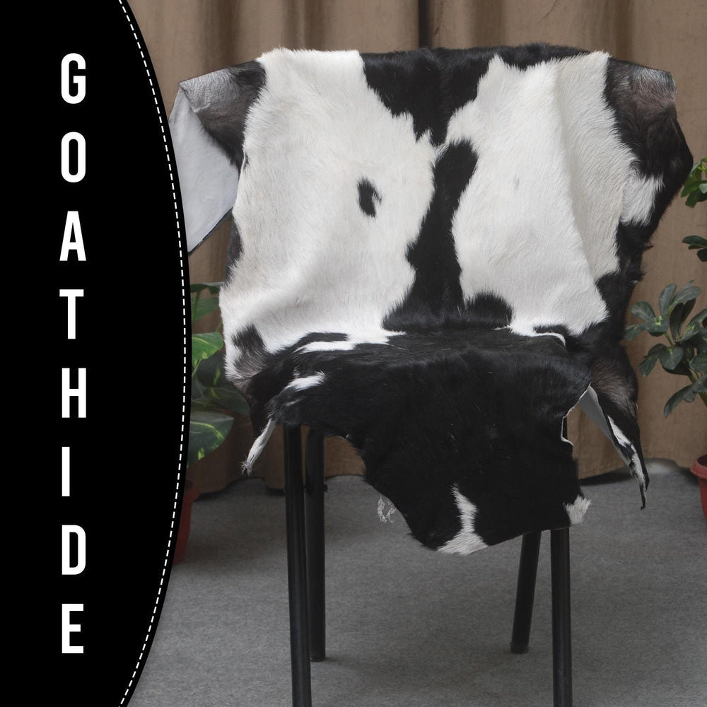 Luxurious Handmade Black & White Goat Skin Rug: Soft, Hypoallergenic, Sustainable, Non-Shedding & Unique - Add Nature's Beauty to Your Home - Celestial Leather Limited