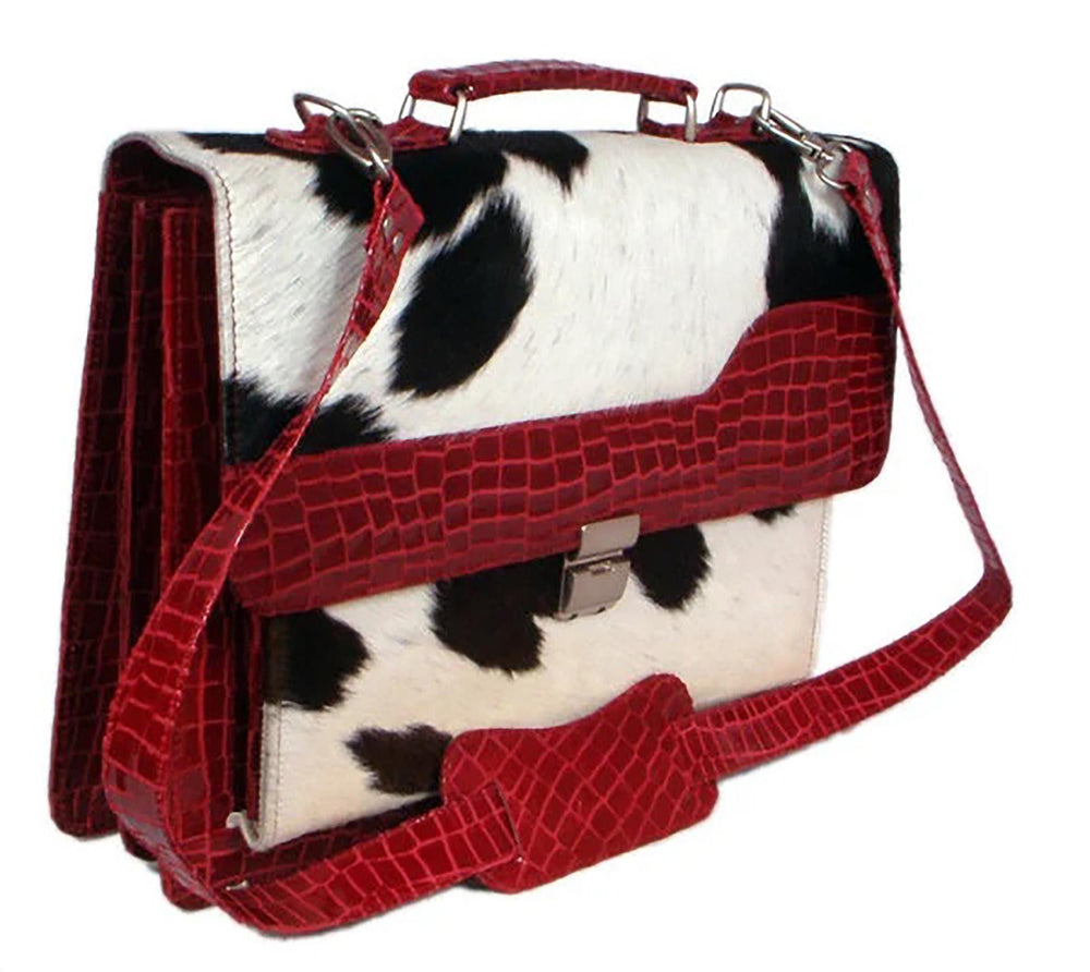 Luxury Vintage Cowhide Leather Shoulder Bag, Handmade Hair On Cowhide Handbag, Colourful Cowhide Purse, Unique Structured Design - Celestial Leather Limited