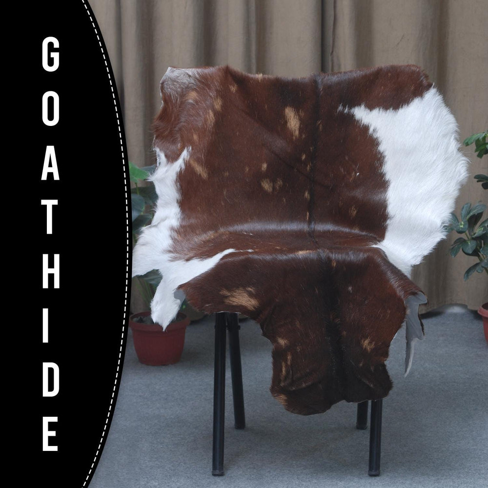 Luxurious Dark Brown & White Goat Skin Rug - Handmade Pure Goat Skin Floor Rugs for Stunning Natural Beauty & Eco-Friendly Charm - Celestial Leather Limited