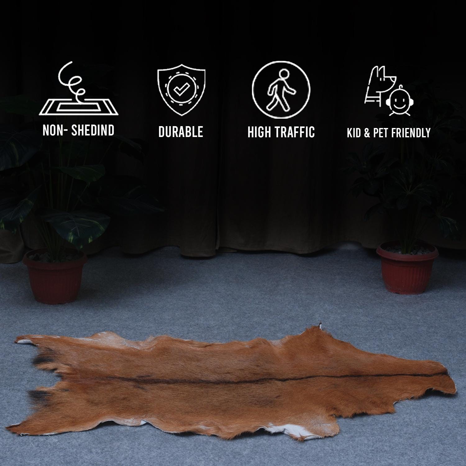 Premium Brown & White Goat Hide Rug - Luxury Hair-on Goatskin Rug, Sustainable - Eco-Friendly, Unique Patterns, Non-Slip Suede Back - Celestial Leather Limited