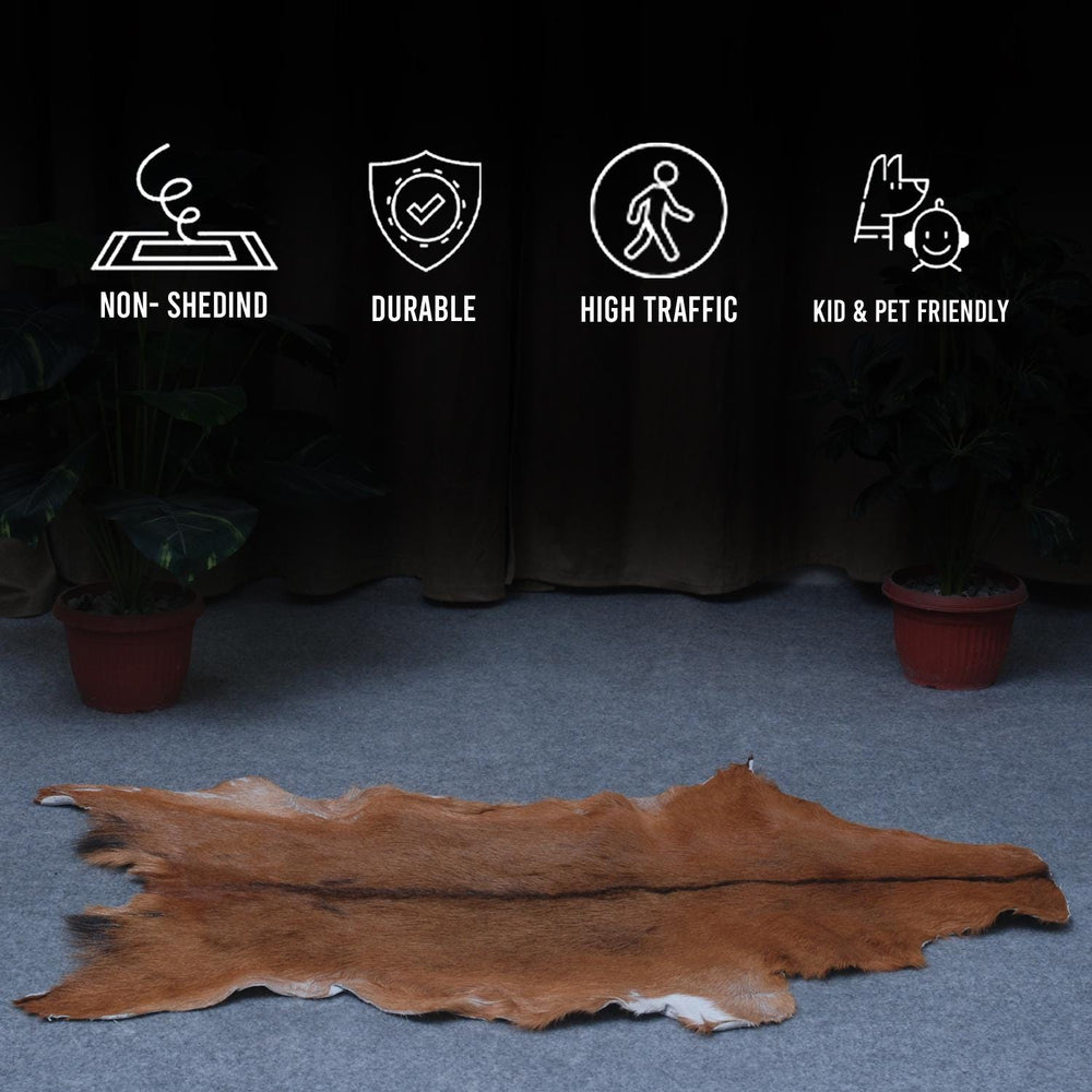 Premium Brown & White Goat Hide Rug - Luxury Hair-on Goatskin Rug, Sustainable - Eco-Friendly, Unique Patterns, Non-Slip Suede Back - Celestial Leather Limited